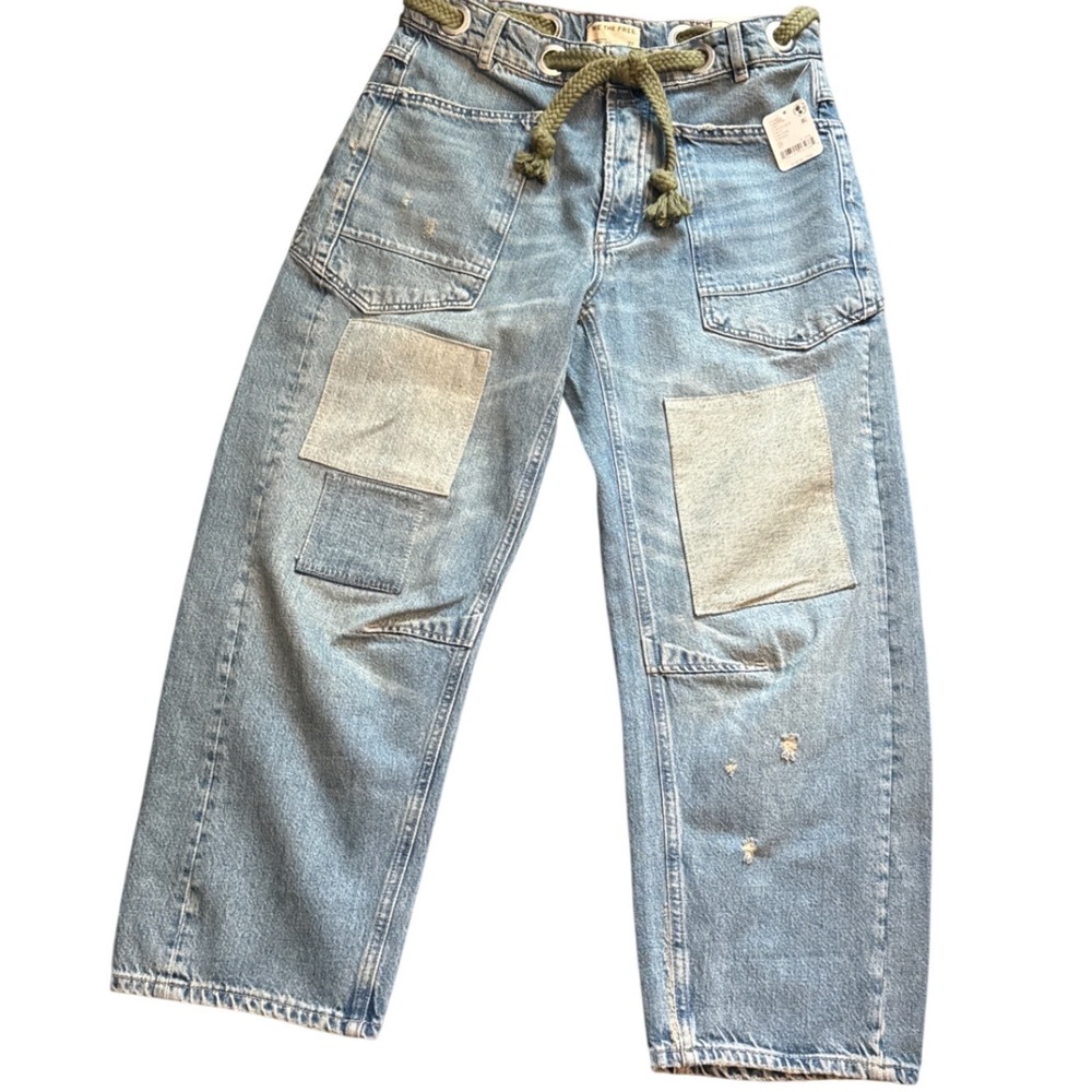 We The Free Free People Moxie Low Slung Wide Leg Patchwork Jeans Size 27 NEW